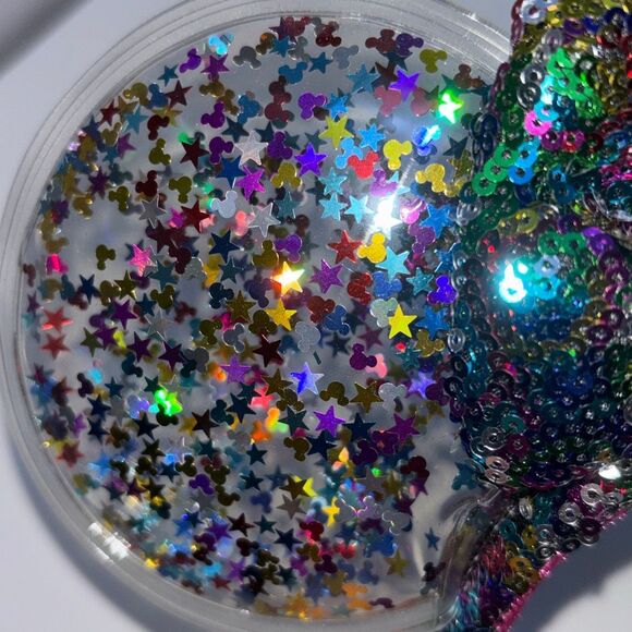 Disney Parks Mickey Minnie Ears rainbow glitter bow sequin clear ear sparkle - Picture 8 of 8